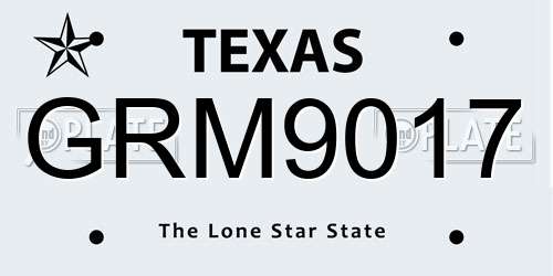 GRM9017 Texas License Plate