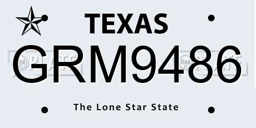 GRM9486 Texas License Plate