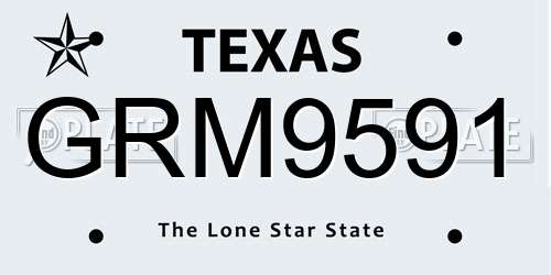 GRM9591 Texas License Plate