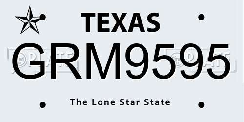 GRM9595 Texas License Plate