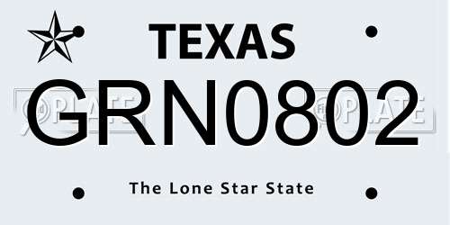 GRN0802 Texas License Plate