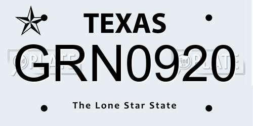 GRN0920 Texas License Plate