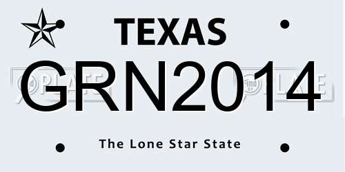 GRN2014 Texas License Plate