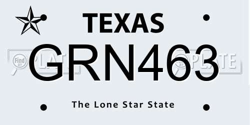 GRN463 Texas License Plate