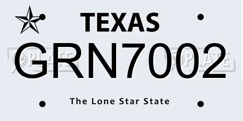 GRN7002 Texas License Plate