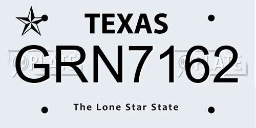 GRN7162 Texas License Plate