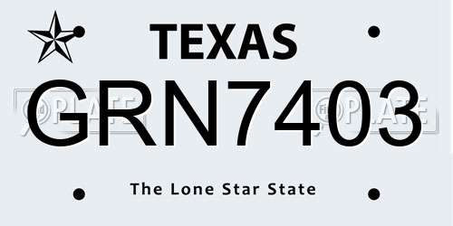 GRN7403 Texas License Plate