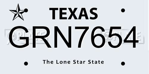 GRN7654 Texas License Plate