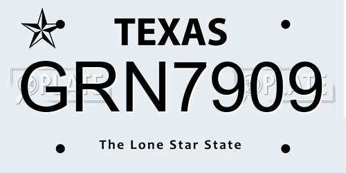 GRN7909 Texas License Plate