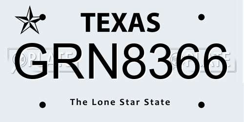 GRN8366 Texas License Plate