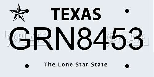 GRN8453 Texas License Plate