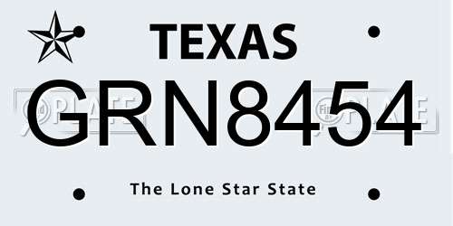 GRN8454 Texas License Plate