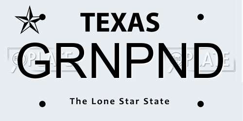 GRNPND Texas License Plate