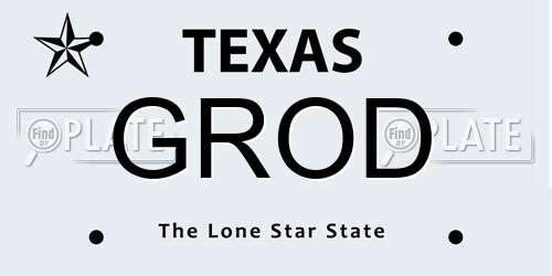 GROD Texas License Plate