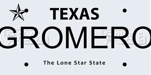 GROMERO Texas License Plate