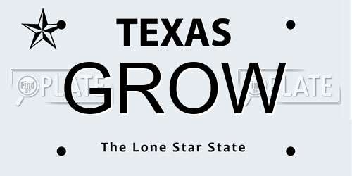GROW Texas License Plate