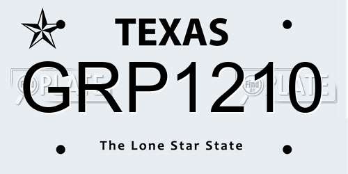 GRP1210 Texas License Plate