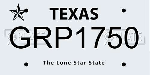 GRP1750 Texas License Plate