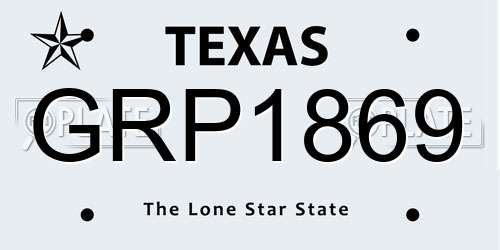 GRP1869 Texas License Plate