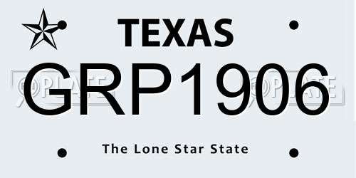 GRP1906 Texas License Plate