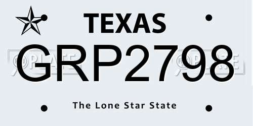 GRP2798 Texas License Plate