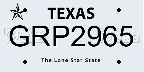 GRP2965 Texas License Plate