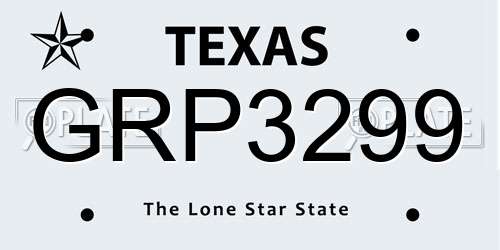GRP3299 Texas License Plate