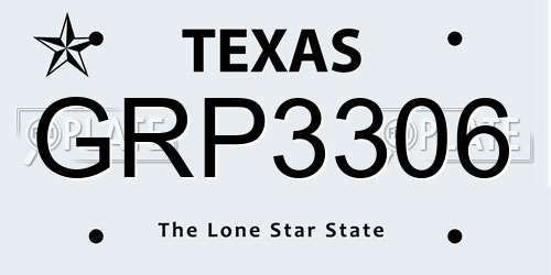 GRP3306 Texas License Plate