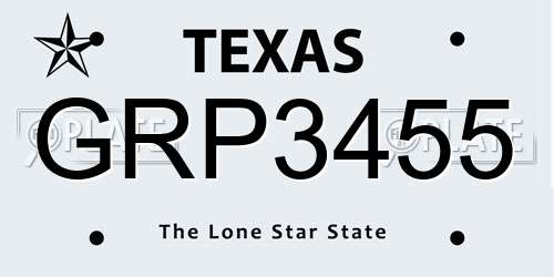 GRP3455 Texas License Plate