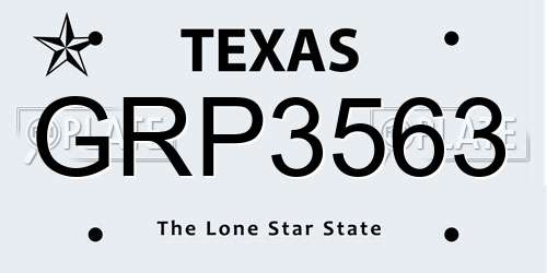 GRP3563 Texas License Plate
