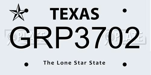 GRP3702 Texas License Plate