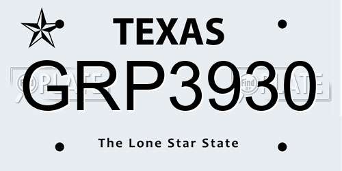 GRP3930 Texas License Plate