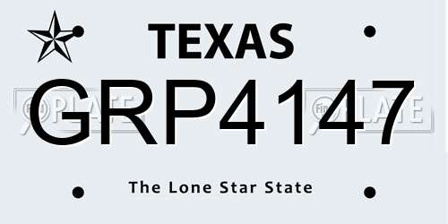 GRP4147 Texas License Plate