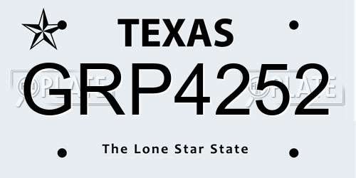 GRP4252 Texas License Plate