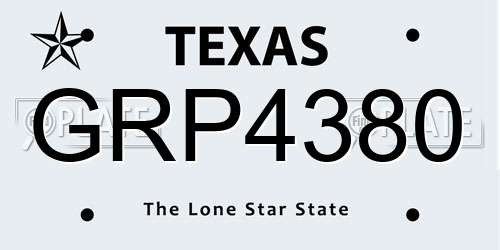 GRP4380 Texas License Plate
