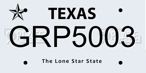GRP5003 Texas License Plate