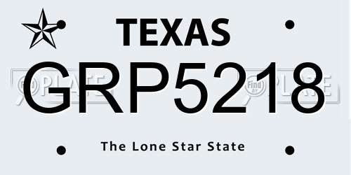 GRP5218 Texas License Plate