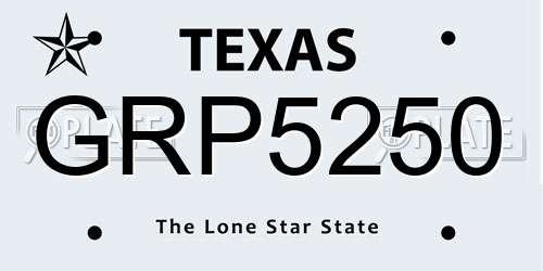 GRP5250 Texas License Plate