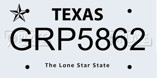GRP5862 Texas License Plate