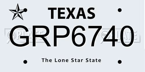 GRP6740 Texas License Plate