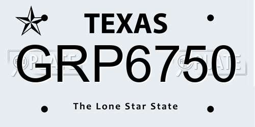 GRP6750 Texas License Plate