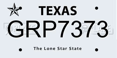 GRP7373 Texas License Plate