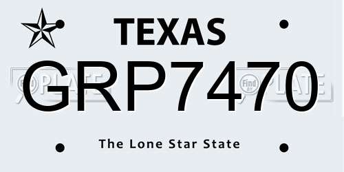 GRP7470 Texas License Plate