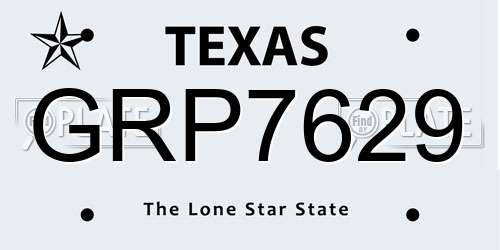GRP7629 Texas License Plate