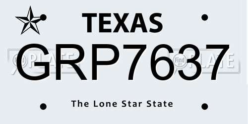 GRP7637 Texas License Plate