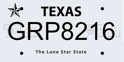 GRP8216 Texas License Plate
