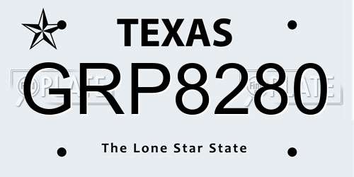 GRP8280 Texas License Plate