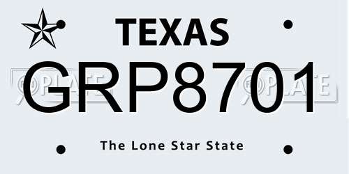 GRP8701 Texas License Plate