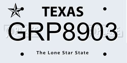 GRP8903 Texas License Plate