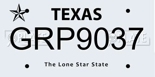 GRP9037 Texas License Plate